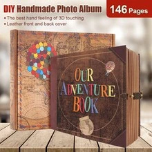 OUR ADVENTURE BOOK Adventure Book Scrapbook Photo Album Retro Style Embossed Letter Cover Travel Diary Journal Scrap Book Kit For Couples,Memory Book For Anniversary Wedding,Valentines Day Gifts - Màu sắc cổ điển - Xem 11