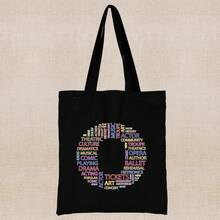 Grand sac fourre-tout à capacité élevée pour le travail, les déplacements, sac de transport avec motif lettre, sac en canevas, sac d'épaule pour les livres de l'université, sac de courses léger