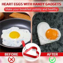 6 Pcs Heart Pancake Mold Fried Heart Shape Fried Egg Ring Set Stainless Steel Pancake Molds With Silicone Handle For Christmas Gifts Cooking Breakfast Omelette Sandwich Red 4 Inch 6 Inch