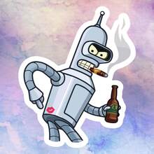 Nhãn dán vinyl Futurama Bender "Kiss My Shiny Metal" - Thiết kế robot hoạt hình, decal tự dính cho ô tô, xe tải, xe máy, laptop, mũ bảo hiểm & nhiều hơn nữa - Bền bỉ và dễ dán trên mọi bề mặt nhẵn, decal xe máy - Một cỡ - Xem 2