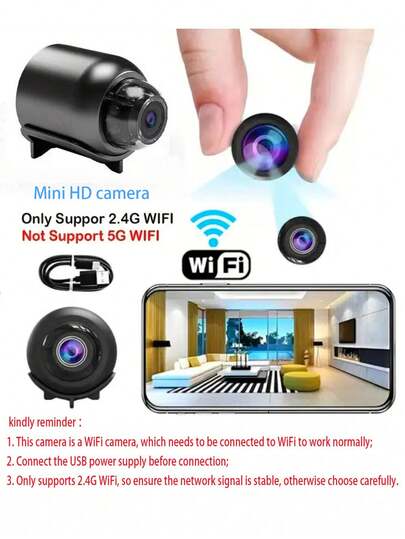 1pc/ 1080P Wireless WiFi Security Camera, Home Surveillance 2.4G Remote Monitoring Via Mobile Phone, Indoor Peephole Monitor