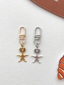 2pcs (Gold/Silver) Metal Palm Tree Pendant - Bag Charm & Keychain Accessory, Suitable For Handbag, Wallet, Backpack And Car Keys - Fashionable Coconut Tree Jewelry Inspired Decor, Durable Metal Bag Charm, Perfect For Beach Vacation Bag - Multicolor - View 5