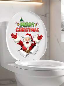 1 件马桶贴纸，圣诞圣诞老人树印花马桶贴纸，有趣的圣诞老人马桶盖水箱贴花，可移除自粘圣诞装饰，适用于客厅浴室家居浴室装饰浴室地毯地毯秋季装饰浴室配件 - 彩色 - 查看 12
