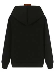 sweat-shirt à capuche et confortable, polyvalent et décontracté, tissu doux, confortable et durable. - Noir - Voir 2
