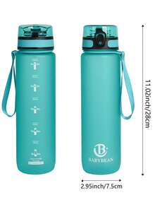 1 pieza Botella de agua portátil de 1000ml/32oz con diseño de color degradado, escala de tiempo, a prueba de fugas, vaso de bebida directo, unisex, adecuado para la escuela, el gimnasio, senderismo, camping y actividades al aire libre