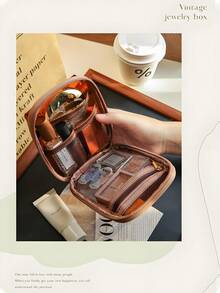 Sac de rangement portable grande capacité pour femmes, sac de rangement pour le voyage et l'extérieur, sac à maquillage imperméable, organisateur de maquillage, organisateur de maquillage, rangement de maquillage, voyage, déplacement professionnel, camping, produits de soins de la peau, trousse de toilette, essentiel pour les voyages, les vacances et le meilleur cadeau pour l'école