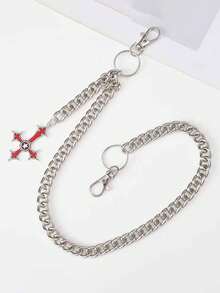 1件男女通用时尚十字形裤链，适合万圣节、嘻哈、朋克风格和日常穿着 - 銀色 - 查看 5