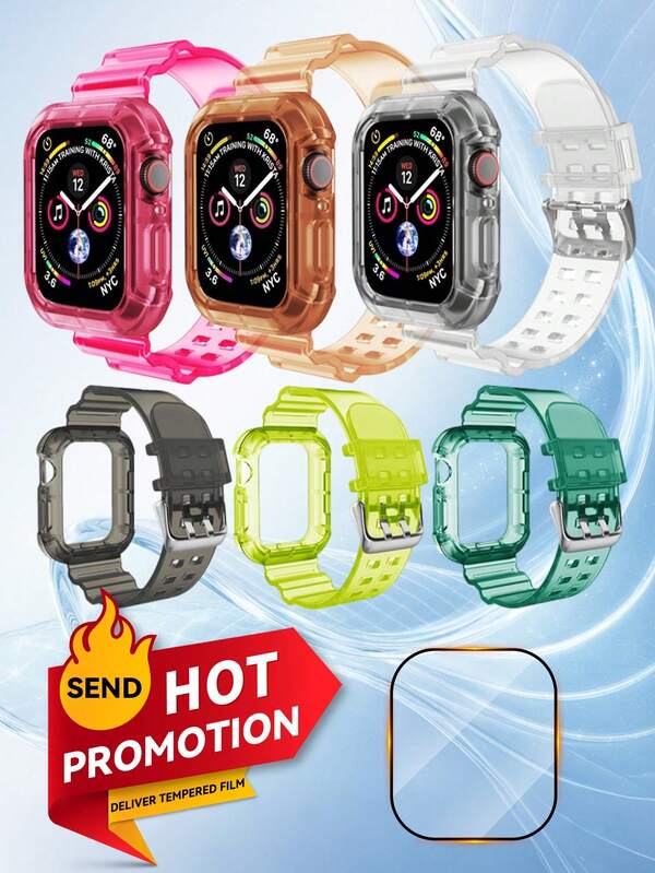 7 piezas - Funda de TPU para Apple Band de uso gratuito, película protectora gratuita, correa para Applewatch567 S8 para negocios, moda, ocio sencillo, elegante estuche poligonal, reloj de hombre, marca suiza, resistente al agua, elegante, delicado, esfera pequeña y linda con decoración de escala de diamantes, adecuado para uso diario, temporada de regreso a clases, temporada de graduación, Acción de Gracias, parejas, mejor regalo