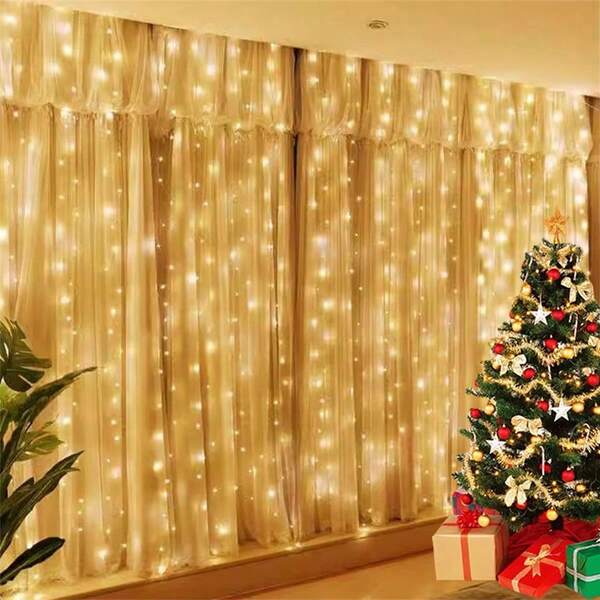 LED Fairy Lights Curtain Lights, 8 Modes Remote Control, USB Powered, Suitable For Bedroom, Wedding, Backdrop, Party, Birthday, Gift, Halloween And Christmas Indoor Decoration