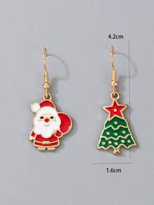 imoli 1 Pair Minimalist Fashion Christmas Tree & Santa Claus Resin Drop Earrings, Unique Jewelry Gift For Women, Suitable For Holiday Party And Christmas (Artificial Resin Color May Vary Slightly)