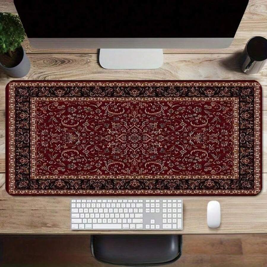 Retro Bohemian Style Mouse Pad, Luxurious Red Desk Accessory, Extra-Large Gaming Mouse Pad, Non-Slip Rubber Base, Computer Mouse Pad With Sewn Edges, XXL Keyboard Pad, A Gift For Friends Back To School Gaming Mouse Pad - 80*30*0.2cm - Xem 1
