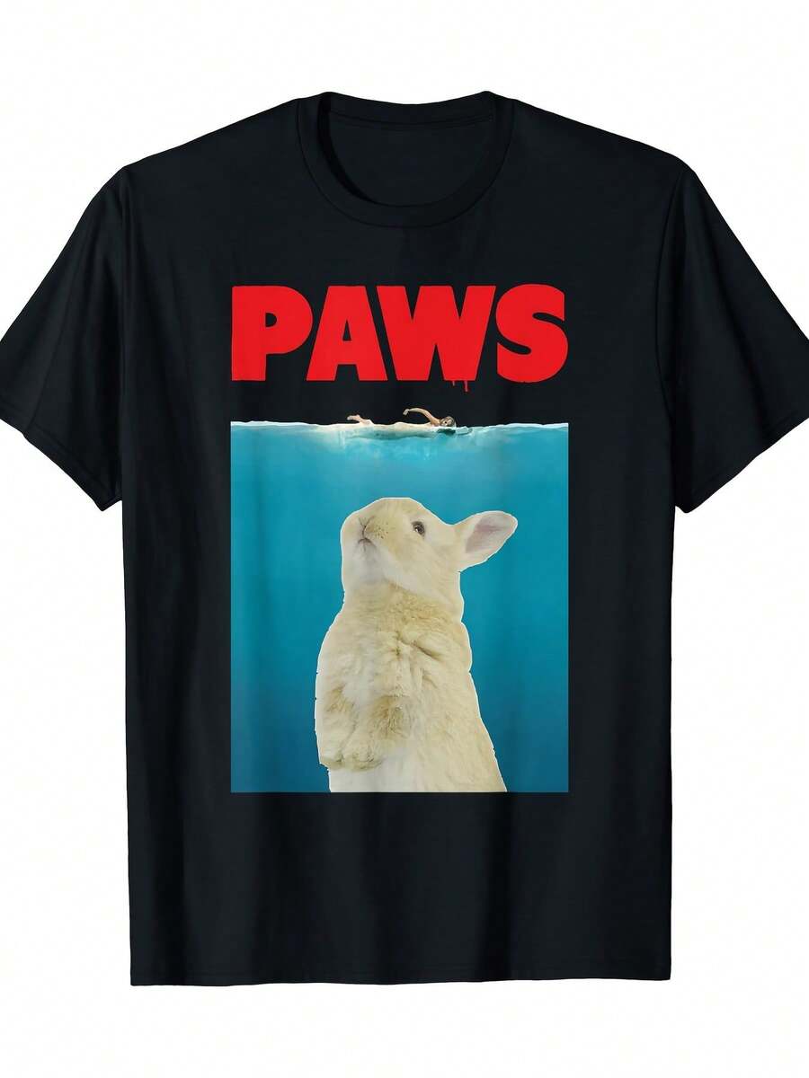 Camiseta de conejo Paw, parodia, regalo para entusiastas de los conejos - Negro - Ver 1