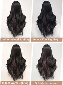clouder Black Highlight Pink Extra Long Curly Wig 30 Inch Cosplay Wig Halloween Christmas Wig Elegant Soft Matte Hair Loose Curls Casual Outing Street Punk Wig Rock Wig Fluffy Natural Cool Girl Synthetic Heat-Resistant Fiber Wig Suitable For Women Daily Party Wig Music Festival Wig Avant-Garde College Style Wig Modern Fashion Gothic Wig - 彩色 - 查看 9