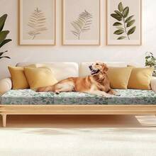 HANDONTIME 8Pcs Patio Cushion Covers Stretch Outdoor Couch Cover Cushions Outdoor Furniture Waterproof Patio Furniture Cover Pets Sofa Covers Washable (Khaki,Cover Only) - C:Lá xanh - Xem 3