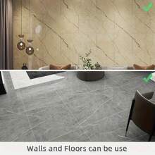 12/24 件哑光奢华大理石地砖，厚实，现代风格耐磨材料，易于 DIY 安装，适用于厨房、浴室、客厅、办公室和其他室内地板和墙壁，优雅的家居装饰，易于安装的贴纸，防滑地砖，防水墙贴 - 彩色 - 查看 6