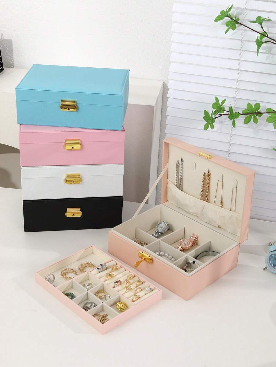 New Black Light Luxury Large Capacity PU Leather Jewellery Box | Necklace Ring Earring Multi-Layer Compartment Storage | Portable Travel Jewellery Box | Gift For Girlfriend/Mother/Mother's Day Girlfriend's Birthday Valentine's Day | Graduation Season Exquisite Gift For Classmates