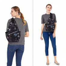 Mochila Sling de Viaje y Senderismo en Estilo Casual - Negro Galaxia, Poliéster Ligero para Adultos - ‎Base Negro Galaxia - Ver 6