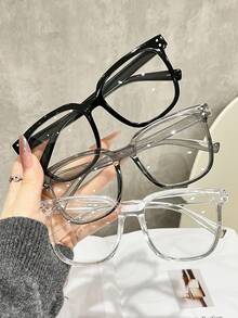 3-Pack Unisex Square Casual Versatile Glasses, Suitable For Reading, Gaming, Computer, Phone Use, Anti-Eyestrain Clear Lens Accessories