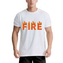 Camiseta unisex "Fuego y Hielo" divertida para la familia, fiesta de Halloween, llamas rojas - 220g 100% algodón, blanco y negro, manga corta, cuello redondo, ropa de Halloween a juego para la familia, regalo para hombres, mujeres, papá, mamá y amigos, tallas S-XXXL - Blanco - Ver 1