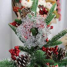 1 set (2 pièces) - Ensemble de couronnes de fleurs en forme de flocon de neige, pendentif de décoration de sapin de Noël en cristal, pendentif de décoration de scène de fête de Noël, fournitures de décoration de flocons de neige simulés pour la saison hivernale