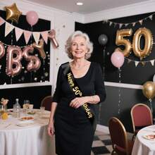 Perfect Birthday Gift - Sparkling Golden Foil Sash For Ages 16,18,21,30,40,50,60 - Party Decoration