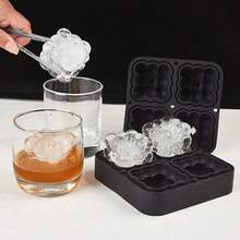 4 Cavities Magic Ball Ice Lattice Whiskey Ice Ball Silicone Mold Magic Cube Home Ice Maker Ice Ball Mold - Black - View 4