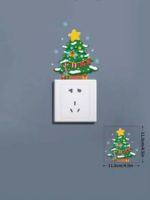 1PC Santa Claus And Gift Switch Sticker, Creative Home Wall Switch Decoration Sticker, Christmas Atmosphere Decoration, Suitable For Living Room, Bedroom, Dining Room, Holiday Decoration