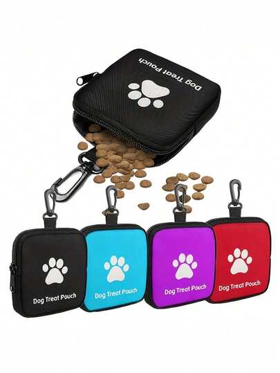 Portable Polyester Dog Training Treat Pouch With Zipper Closure,Pet Snack Bag For Outdoor Activities And Walks,Available In Black, Red, Purple, Blue,Suitable For Dog Owners And Trainers' Travel Pet Treat Containers