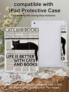 一套报纸猫咪图案平板电脑保护套,兼容 iPad 10 代、iPad 10.2/Mini 6/Mini 7/9.7、Galaxy Tab A9 Plus、Kindle(11 代 - 2024 年)、Kindle Paperwhite(12 代 - 2024 年),时尚简约设计,绝佳节日礼物 - 彩色 - 查看 5