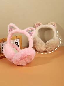 Winter Ear Muffs - Cute Girls Ear Warmers - Ear Pads - Warm Ear Protector - Ear Muffs With Furry Ears - Multicolor - View 2