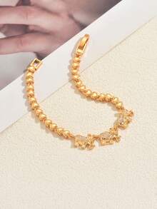 1 pieza Conjunto de pulsera con strass de color dorado de moda, adecuado para que las mujeres creen un estilo de apilamiento personalizado