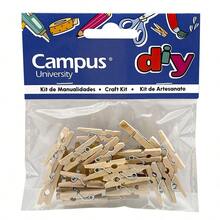 Busta multiuso Set Manualidades Campus University Pinzas Pequeñas de Madera NaturalSet manualidades pinza madera de natural pequeño 250 x 80 mm. Bolsa 25 unid - Piccole pinzette naturali - Visualizzare 1