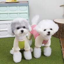 25 Slots Gloomy 4-Leg Sweatshirt, Dog Clothes, Cat Warm Outfit, Pet 4-Leg Padded Coat, Thick Windproof Warm Wear, Small Animal Clothing, Casual Leash Buckle Autumn/Winter Thick Snow Suit, Small Dog Apparel, Animal Supplies, New Arrival Dog Clothes, 4-Leg Thick Snow British Style Casual Wear - Mint Green - View 8