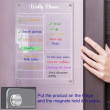 1 pièce Aimant de décoration de réfrigérateur pour planification des repas hebdomadaires (avec 6 marqueurs magnétiques pour tableau blanc aléatoires) Planificateur réutilisable, planificateur de repas hebdomadaire, tableau d'écriture transparent et effaçable pour mémos et rappels