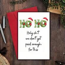 1pc Funny Christmas Card With Envelope - "Holy Sh*T We Don't Get Paid Enough For This" Saying - Office Humor Gift For Boss, Coworkers - Funny Workplace Birthday Or End Of Year Appreciation - Bold Green Lettering & Red Bow Design - Premium White Paper Card - Funny Office Party Decorations - Funny Workplace Gifts - Humorous Holiday Greeting Card, Christmas Cards Funny, Pop Up Christmas Cards, Christmas Cardstock