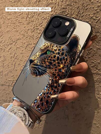 1pc Fashionable Leopard Print Anti-Drop Phone Protective Case, Compatible With Apple & Series