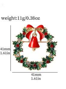 1 件/3 件圣诞胸针套装，时尚个性化圣诞花环、铃铛、字母、水钻珐琅金属徽章配饰礼物 - 彩色 - 查看 12