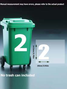 1Pvc Self-Adhesive White Number Stickers - Large 5.7" (14.5cm) Commercial Grade High Visibility Reflective Trash Bin Labels With Durable And Residue-Free Edges For Wheelie Bins, Bulk Trash Bins, Car Trash Bins, Garage Organization - Perfect For Nighttime Use And Strong Marking