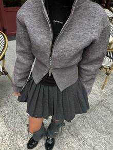 Damski nowy styl, dwustronny metalowy zamek błyskawiczny, wygodny materiał, swobodny, uniwersalny, sportowy styl, na wiele okazji, sportowy kardigan dzianinowy, jesień i zima