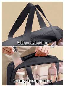 1pc Transparent PVC Makeup Bag, Multifunctional Letter Travel Pouch, Waterproof Letter Bag With Minimalist Letter Stickers, Large Capacity Toiletry Bag, Travel Organizer, Cosmetic Bag, Beach Bag, Travel Essentials, Student Supplies, Dorm Necessities, Bathroom Storage, Home Decor, Gift For Girlfriend, Teacher, Mom, Girlfriend, Halloween Gift, Christmas Gift, Autumn/Winter Essential, Autumn Decor, Bedroom Decor