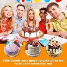 7-Piece 25cm Gold Cake Tray, Wooden Baking Board For Cakes, Crafts, Desserts And Puddings, Round - Gold - View 5