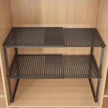 多层分隔式储物柜，适用于婴儿服装、衣柜、鞋柜，内部可扩展储物架，带隔断整理架 - 黑色 - 查看 1