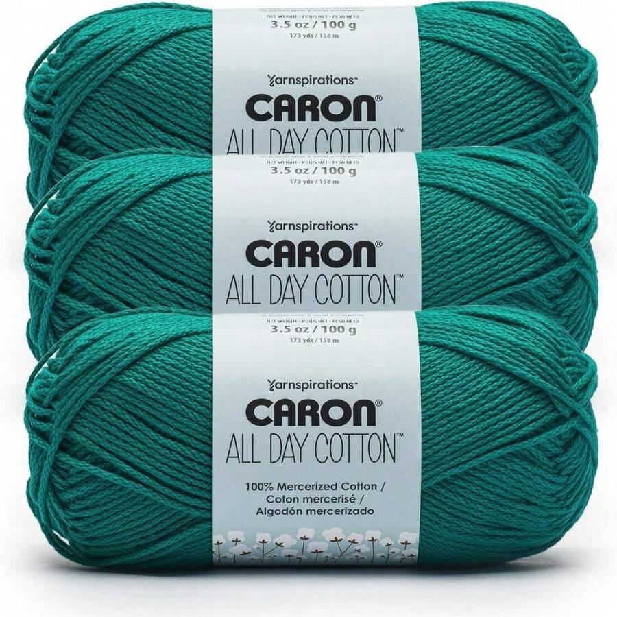 Premium Mercerized Cotton Yarn 3 Pack 173 Yards Each Soft Durable Knitting Crochet Thread Country Blue Color Quick-Dyeing Beginner Expert Use Scarves Blankets Home Decor Craft Projects - Jungle Aqua - View 1