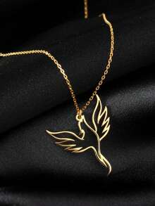 suteyi Stainless Steel Phoenix Necklace, Firebird Necklace, Exquisite Phoenix Jewelry, Geometric Phoenix Pendant, Bird Necklace - Multicolor - View 4