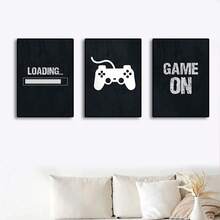 3 Stück Wandkunst Poster Moderne Spiel Wandkunst, Schwarz-Weiß Spiel Drucke, Geschenk für Kinder, Leinwandbilder, Dekoration für Gaming Zimmer junger Menschen