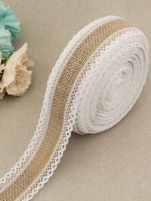 1 pièce Ruban de toile de jute DIY, 200 cm/2,19 yards Emballage cadeau en lin DIY, Décoration de mariage et de fête, Convient pour la maison, les mariages, les fêtes et l'artisanat, les ornements d'anniversaire et de fête, Rouleau de dentelle en lin fait main