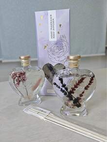 200ml Heart-Shaped Reed Diffuser - Embedded Dried Blooms, Thoughtful Gift For Home Office Use.