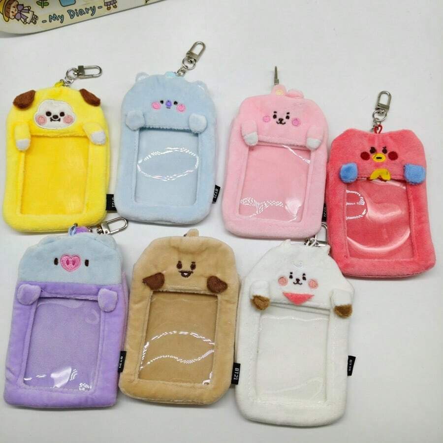 正版官方授权萌系风格挂件可爱BT21卡通毛绒卡包可放餐卡拍立得小卡片照片展示挂件