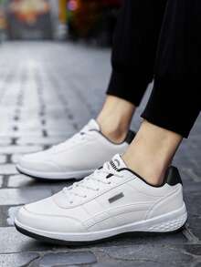 2025年四季流行男士防滑耐磨平底鞋，适合派对、度假、通勤、户外、购物、日常、工作等场合，时尚休闲运动健行鞋 - 白色 - 查看 6