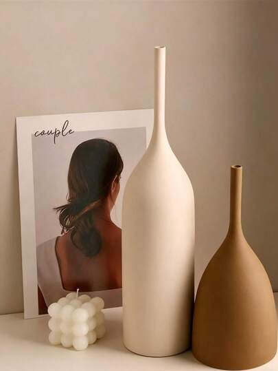 1pc复古拉丝陶瓷花瓶莫兰迪色干燥花瓶花瓶摆件家居饰品极简设计花瓶用于干花桌面装饰花瓶小花瓶插花客厅餐桌电视柜简约清新风格